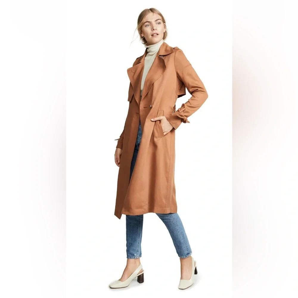 NWT SOIA & KYO Nousha Tailored Lightweight Trench Coat in Amber Size Small - Picture 16 of 16